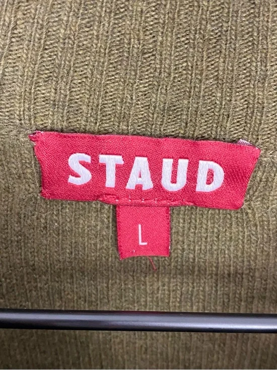 Staud Ramona Ribbed Long Sleeve Sweater Dress Green Large - Picture 7 of 8